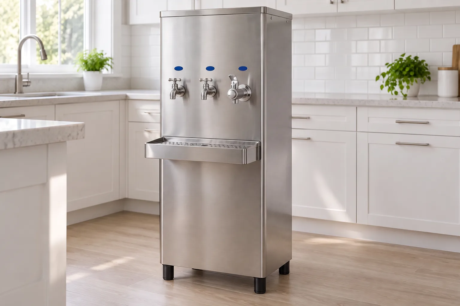 Bebedouro de inox com torneiras para água